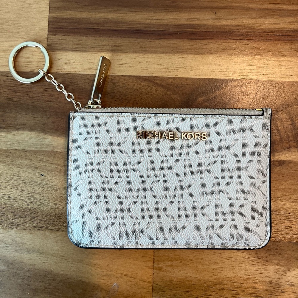 Michael Kors Cream and Gold Key & Card Holder